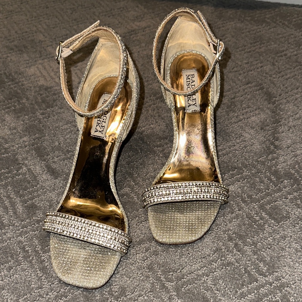Badgley Mischka Glittering Gold Heels - Picture 6 of 6